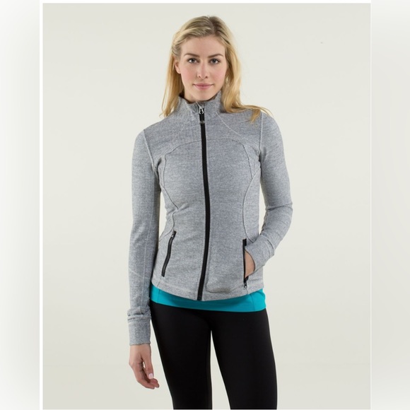 Lululemon Forme Jacket in Heathered Herringbone Heathered Black White - Picture 1 of 10